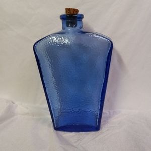 Vintage Canada Cobalt Blue Pebbles Glass Decanter Collectible 8.5"